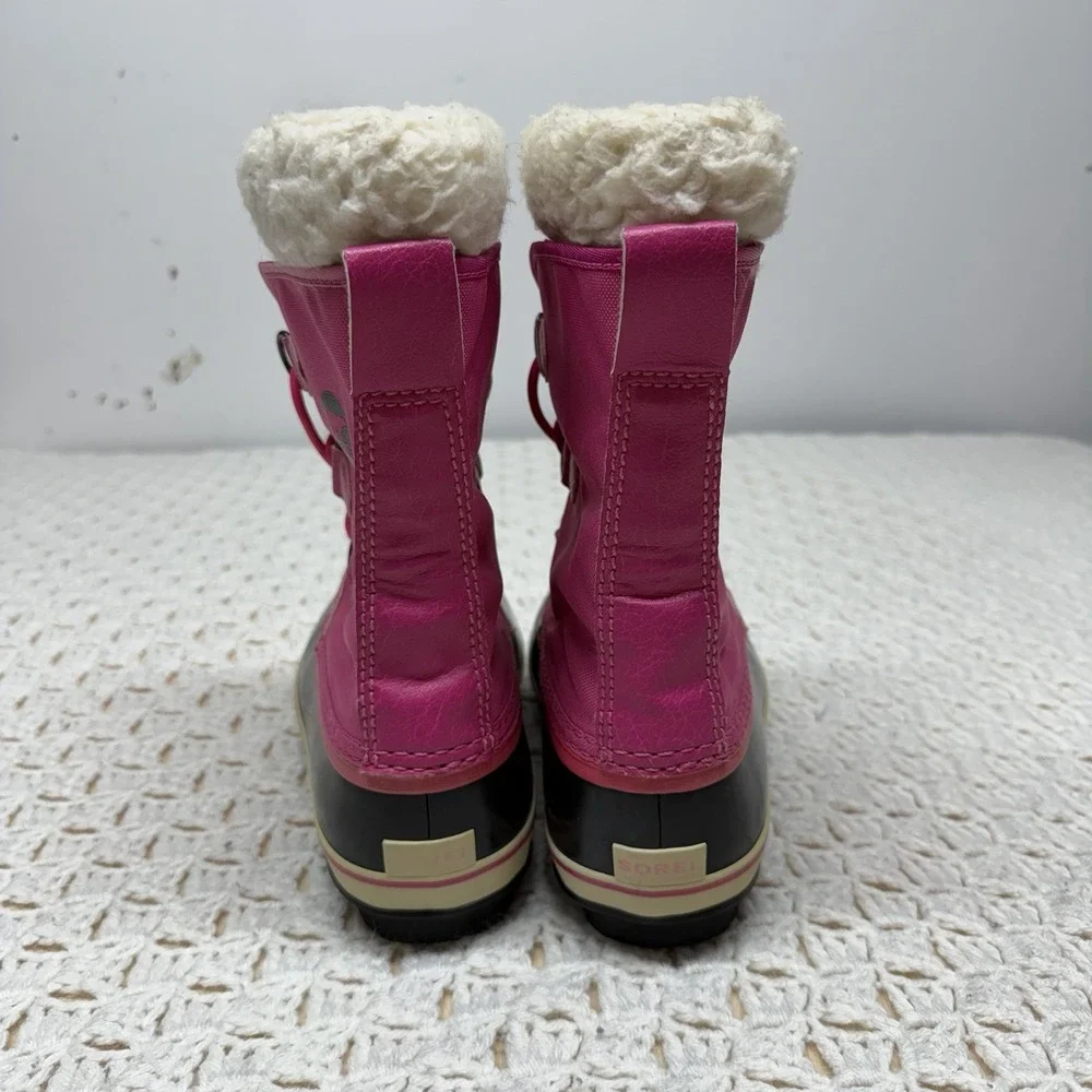 Sorel Waterproof Boots Women Sz 7 Pink Back Yoot PAC Nylon Snow